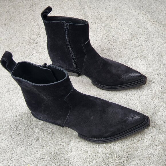 Balenciaga Black Suede Santiag Boots Size 39 Made in Italy Designer USA Clean 6 - Picture 1 of 7